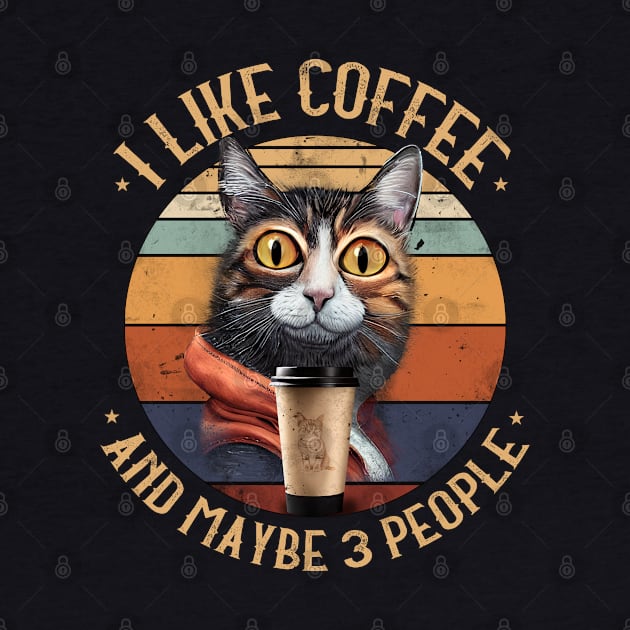 I Like Coffee And Maybe 3 People Funny Cat by PetODesigns